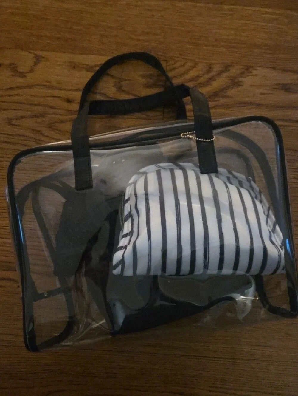 Target Clear Travel Pouch Set with Black Trim and Black-Striped Pouch